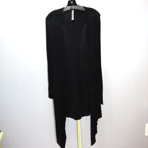 RN Convertible Black Asymmetrical Drape Cardigan Open Front Size L